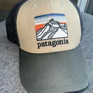 Patagonia Beige/brown Trucker Hat with Mountain Graphic